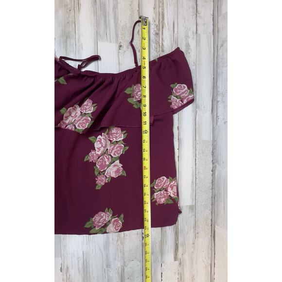 No Boundaries Juniors Floral Off Shoulder Rose Top M 7-9 Cottage Floral Boho - Picture 4 of 6